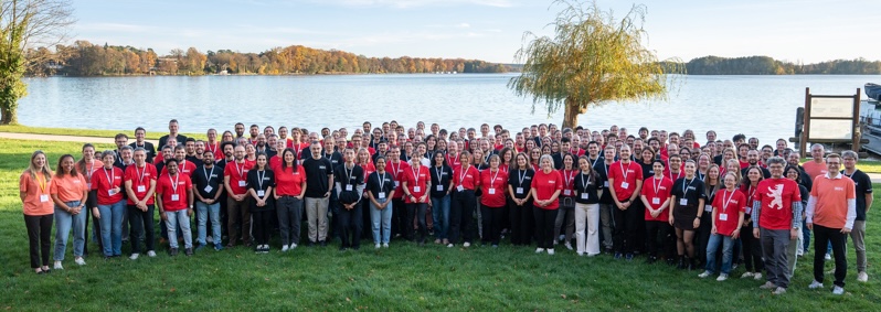 Photo of the whole in-person delegation at BioHackathon 2025